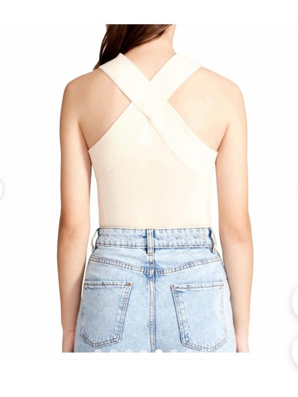 BB Dakota Steve Madden Cream Ribbed Cross-Back Tank